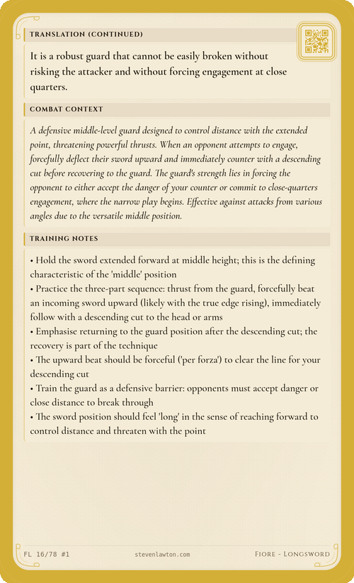 Training card FL15 back