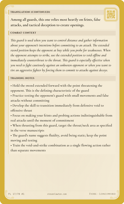 Training card FL16 back