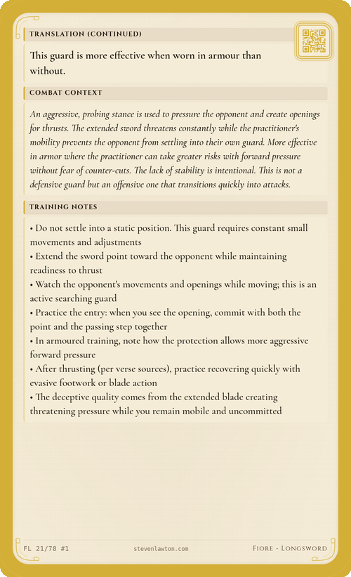 Training card FL20 back