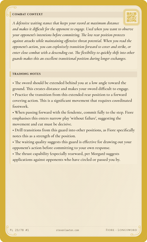 Training card FL22 back