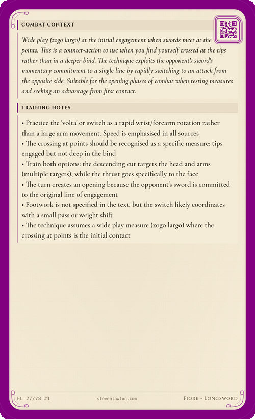 Training card FL26 back