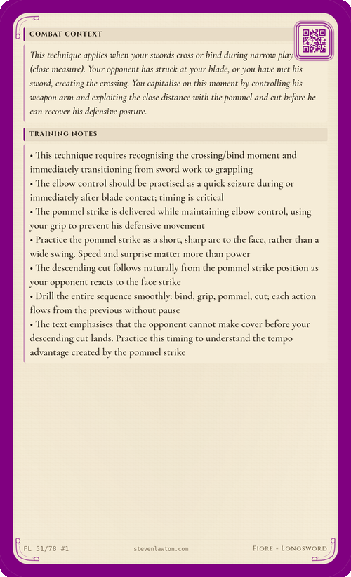 Training card FL50 back