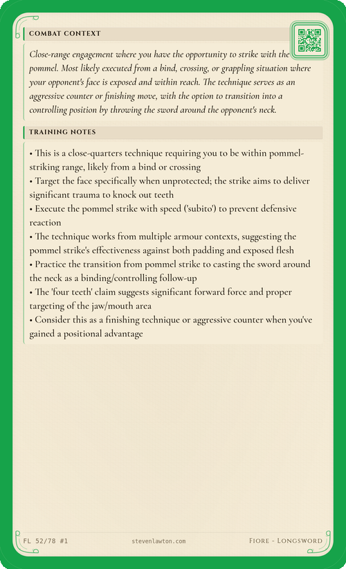 Training card FL51 back