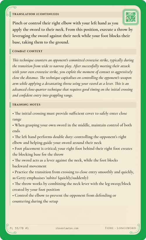 Training card FL54 back