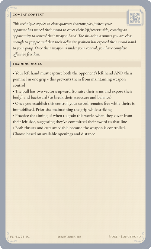 Training card FL60 back