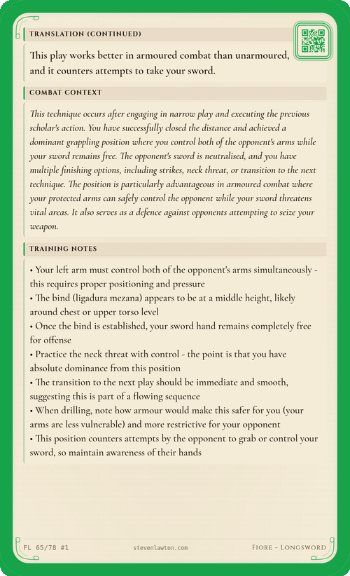 Training card FL64 back