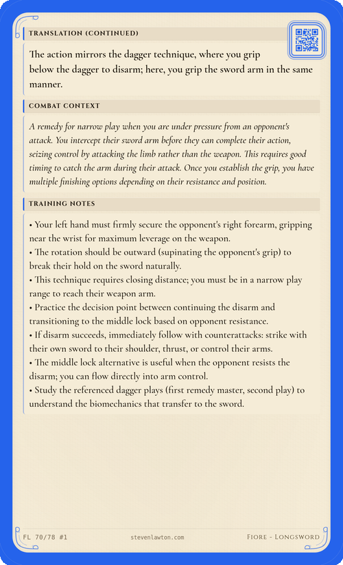 Training card FL69 back