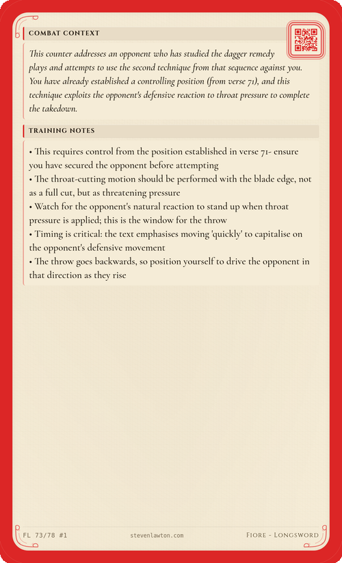 Training card FL72 back