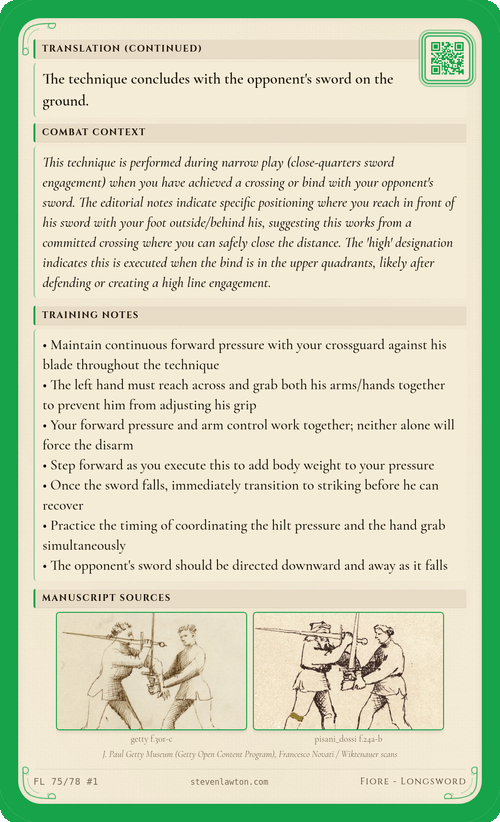 Training card FL74 back