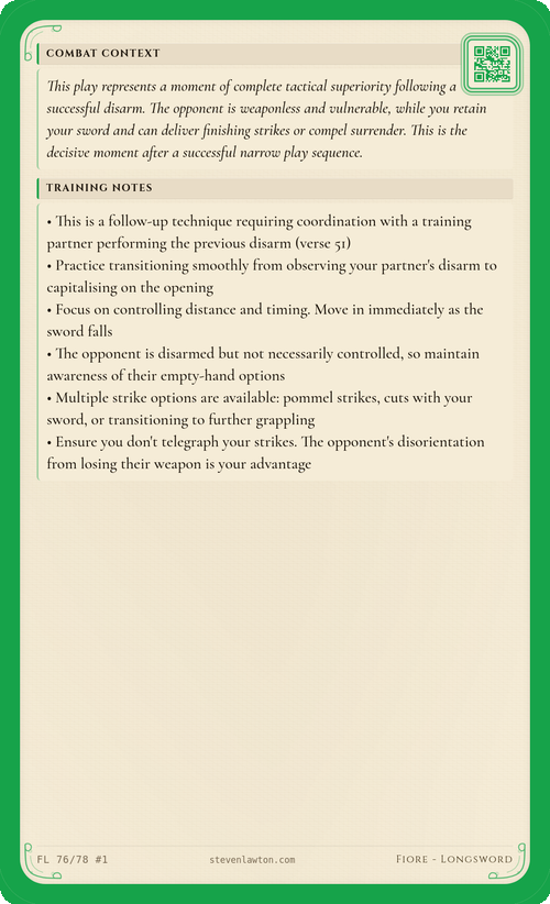 Training card FL75 back